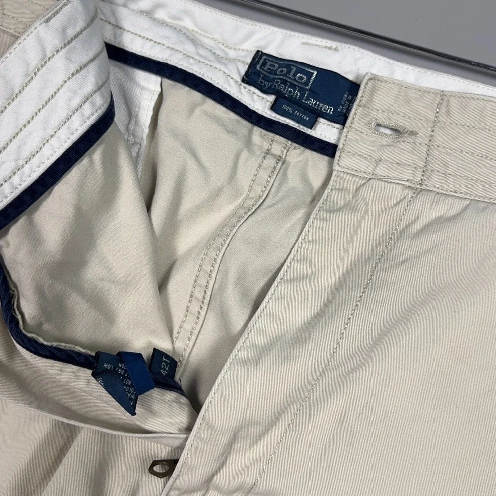 Polo Ralph Lauren Cargo Shorts Mens 42 Tall‎ Cotton Tan Khaki Utility Flat Front